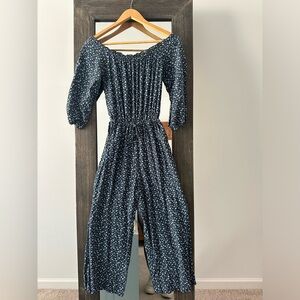 Hollister blue floral jumpsuit